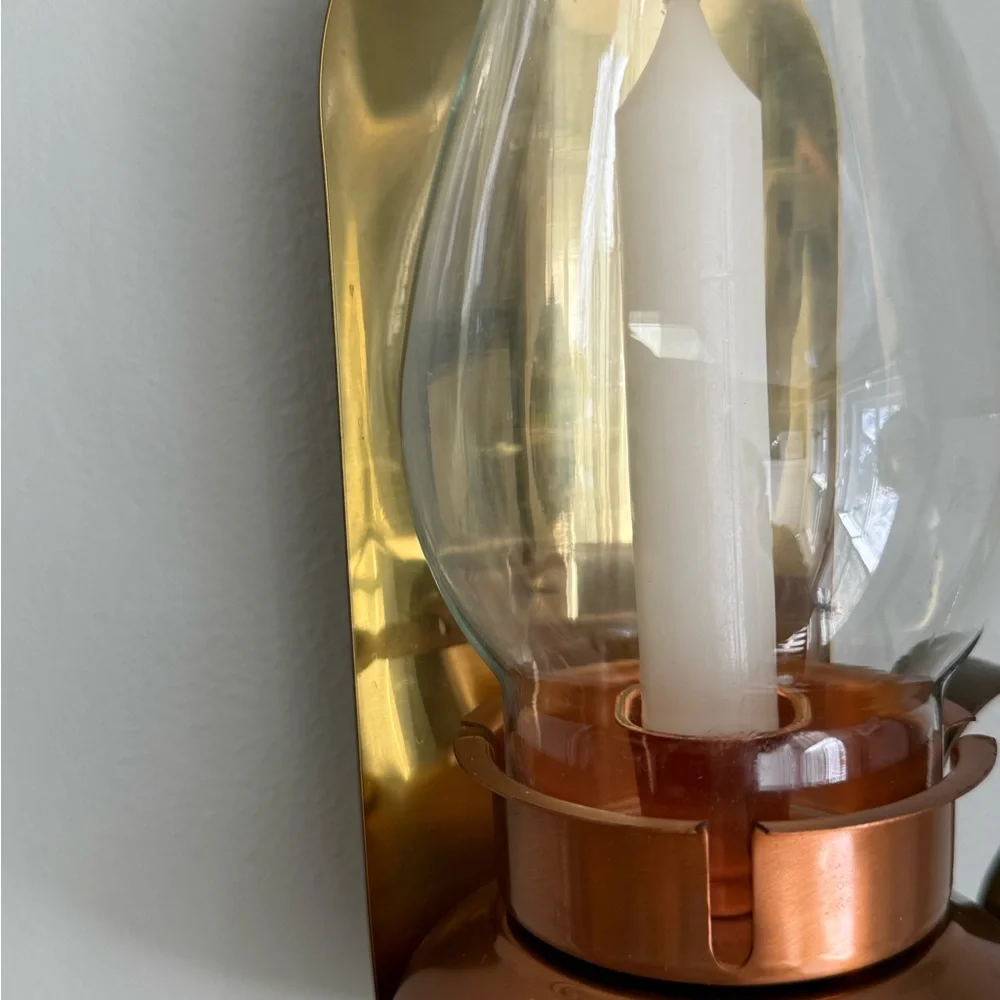vintage Coppercraft Guild wall-mounted candle sconce taper candle copper brass